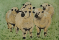 Moutons peints sur tissu